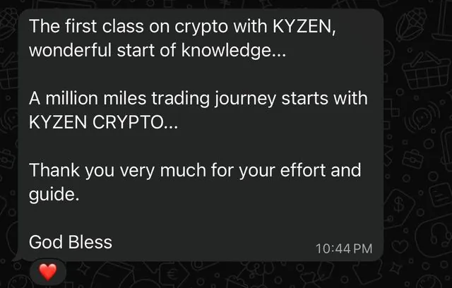 Message from a Kyzen member in the private channel