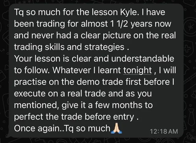 Message from a Kyzen member in the private channel