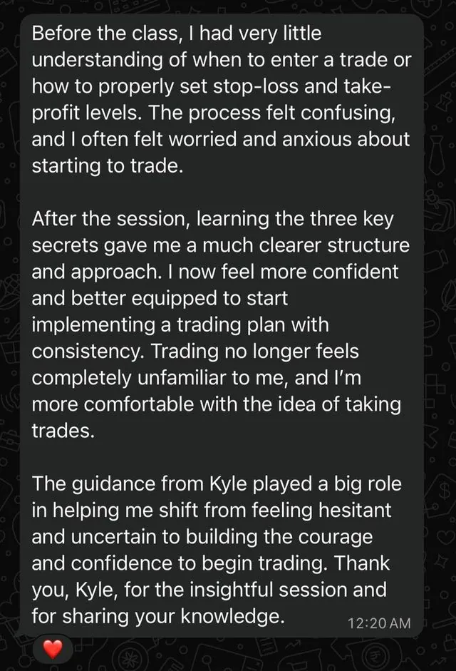 Message from a Kyzen member in the private channel